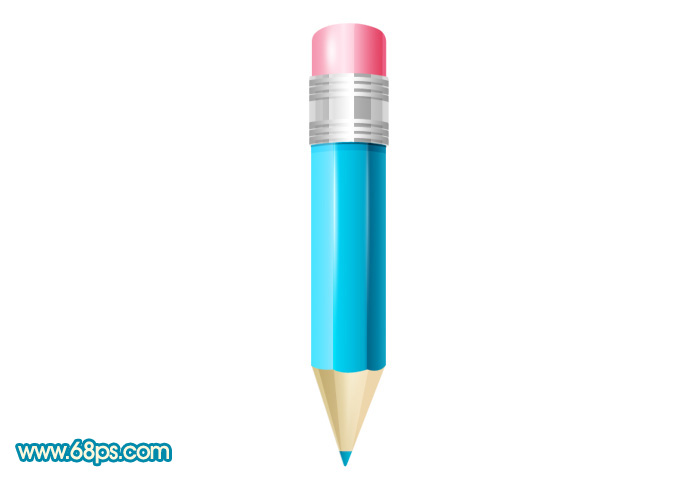 Photoshop繪制一只藍色鉛筆 三聯教程
