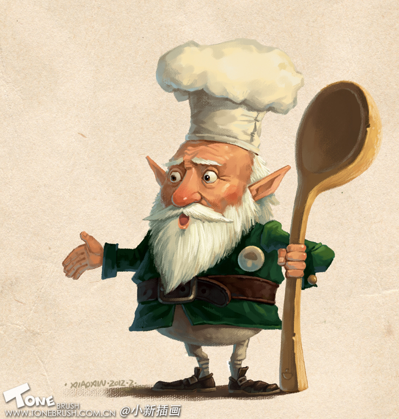 PhotoShop CS5繪制拿大勺的廚師老頭卡通形像 三聯教程