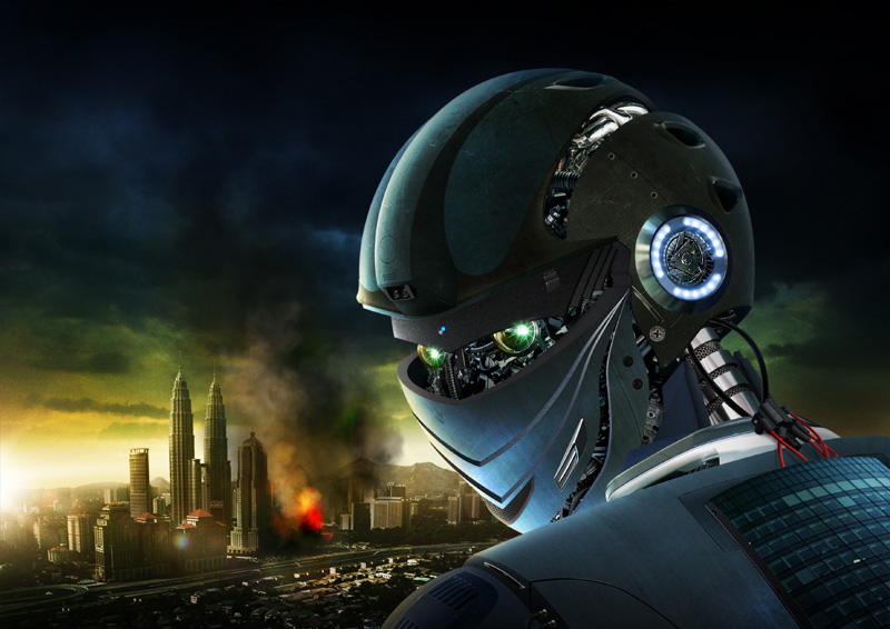 PhotoShop繪制摧毀城市的外星機器人 三聯