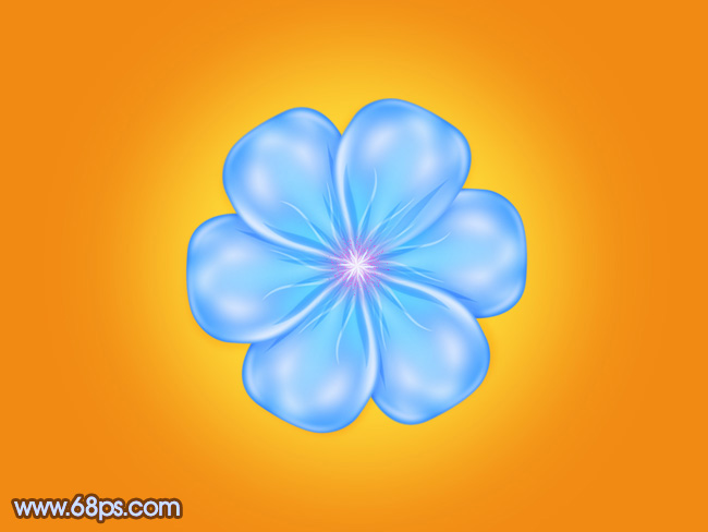 Photoshop制作通透的藍色水晶小花朵 三聯