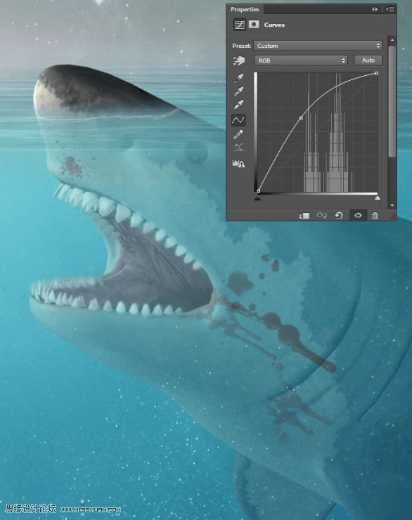 Photoshop合成章魚島漁夫出海釣鲨魚教程,PS教程,素材中國