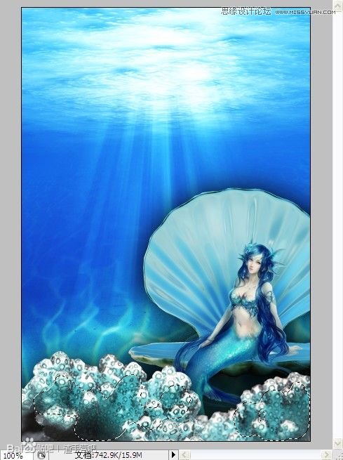 Photoshop合成唯美的美人魚海報效果,PS教程,素材中國