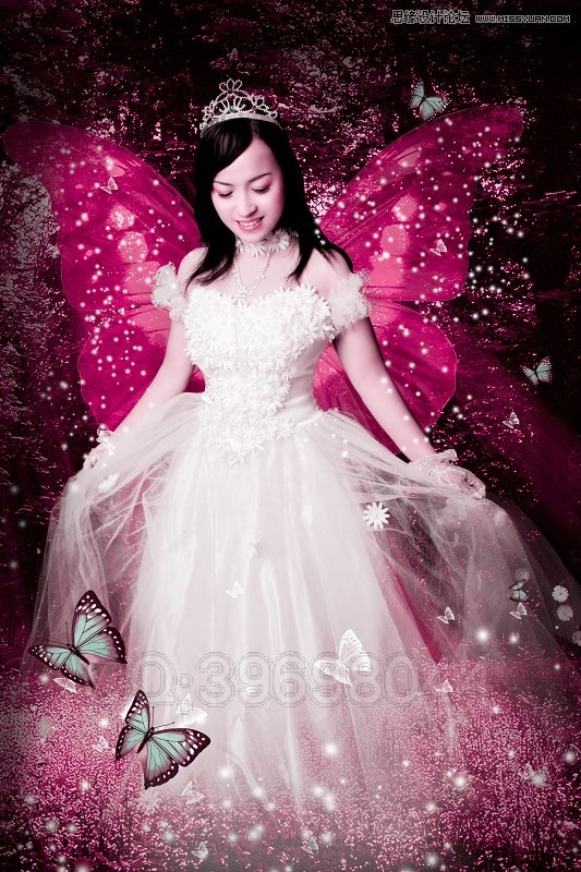 Photoshop給婚紗照片合成夢幻的蝴蝶仙子效果 三聯