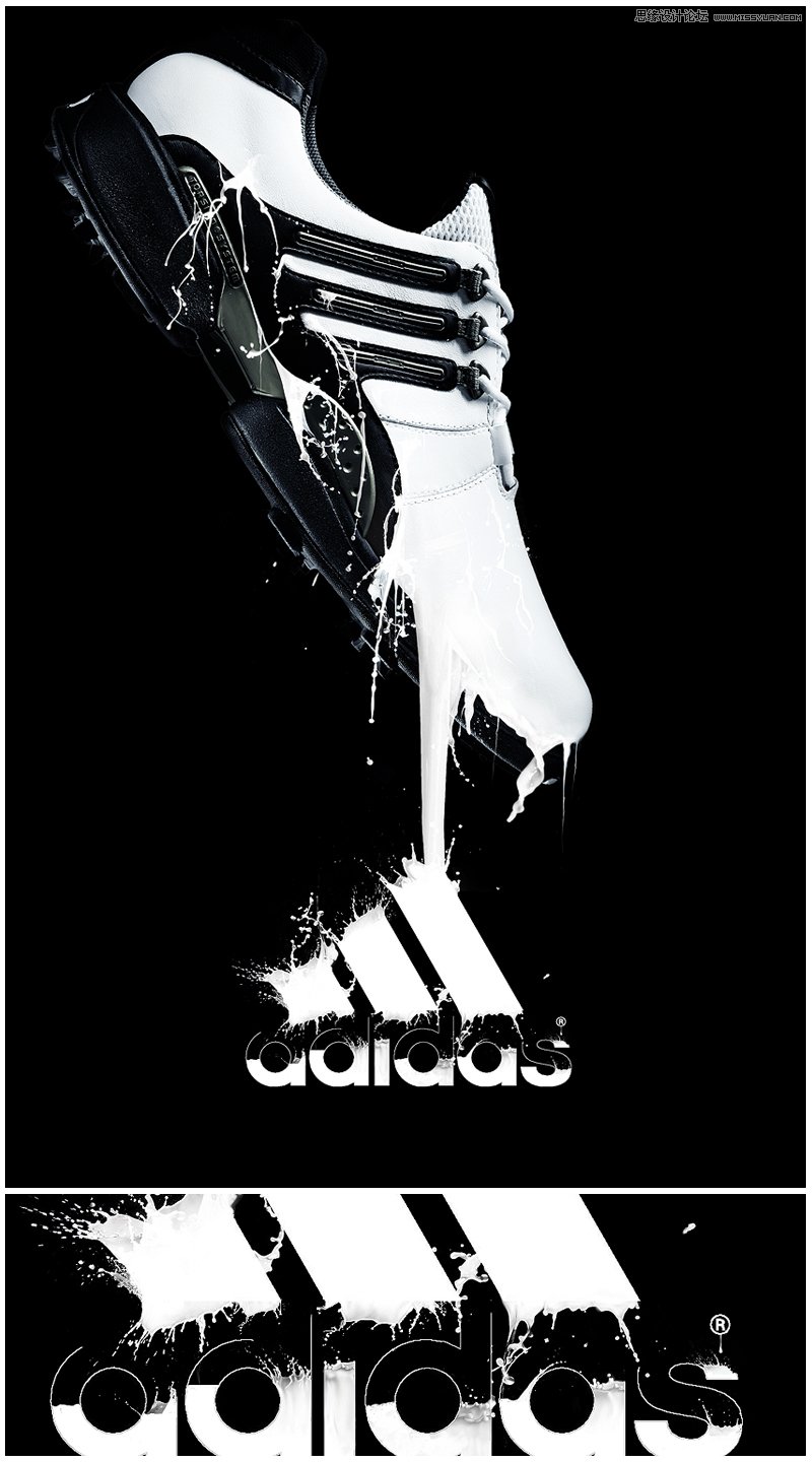 Photoshop合成噴濺效果的阿迪達斯球鞋海報 三聯
