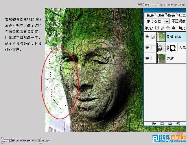 PS合成古樹人像_軟件自學網