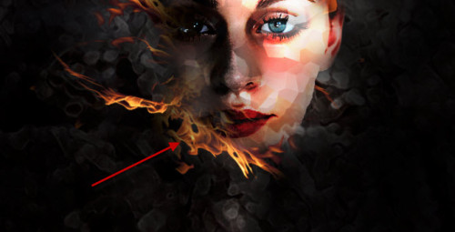 PS制作彩色火焰中的抽象女性頭像圖片