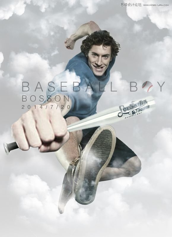 Photoshop合成創意誇張的棒球男孩海報效果 三聯