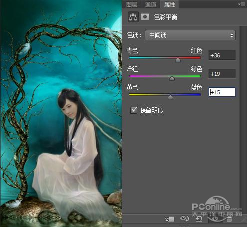 PS教程：Photoshop合成月夜鏡湖美女圖