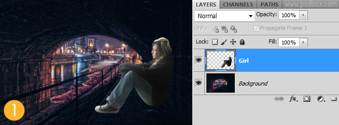 1 scene setup 在Photoshop中合成非常唯美的女孩與橋夜景圖