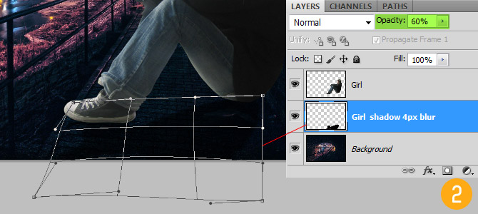 2 cast shadow 在Photoshop中合成非常唯美的女孩與橋夜景圖