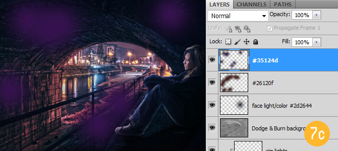 7c color 3 在Photoshop中合成非常唯美的女孩與橋夜景圖