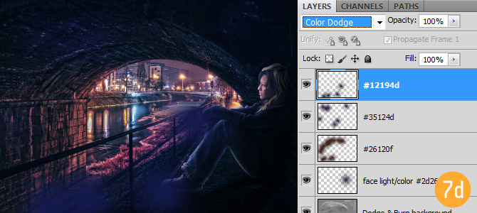 7d color4 在Photoshop中合成非常唯美的女孩與橋夜景圖