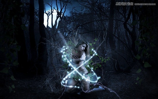 Photoshop合成森林中北樹妖圍困的仙子   三聯