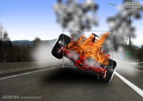 Photoshop合成著火的瘋狂賽車,PS教程,思緣教程網