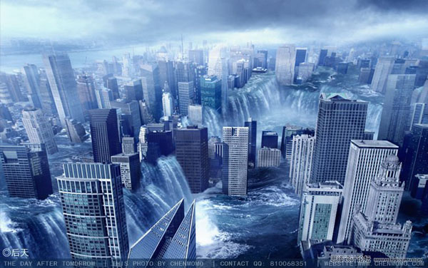 Photoshop合成被海嘯淹沒的城市 三聯