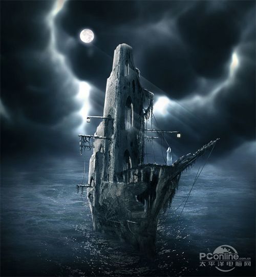 Photoshop合成恐怖效果的幽靈鬼船 三聯
