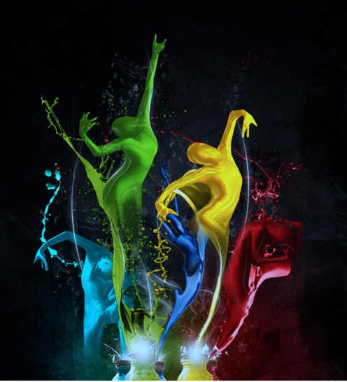多彩抽象的油漆液態舞者Photoshop合成教程 三聯教程