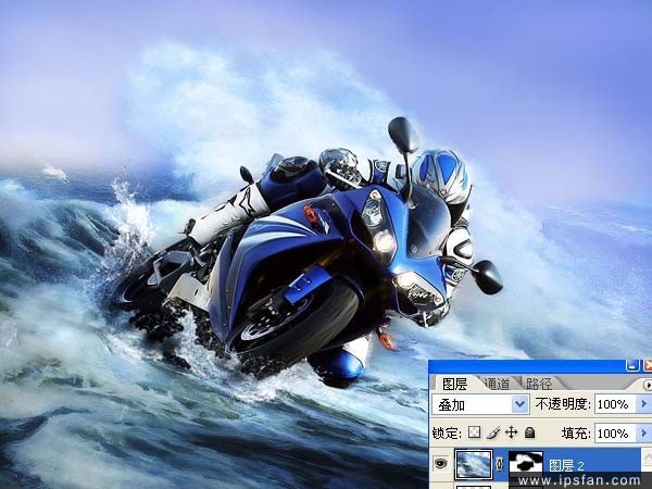 photoshop照片合成教程-酷炫水中行駛摩托