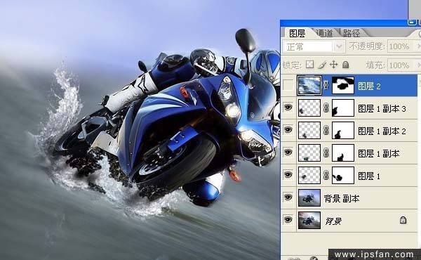 photoshop照片合成教程-酷炫水中行駛摩托