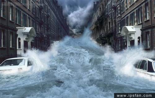 photoshop照片合成教程-洪水來襲
