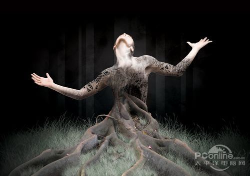 Photoshop合成制作樹根人體超自然蛻變場景教程 三聯教程