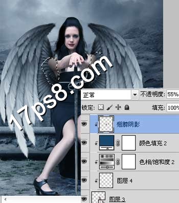 photoshop合成手握利劍的美女與怪獸雕像在一起的場景