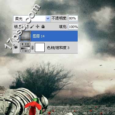 用photoshop合成死亡場景-骷髅與玫瑰