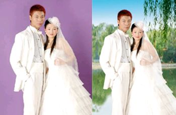 PhotoShop簡單摳白色婚紗及換背景的方法 三聯教程