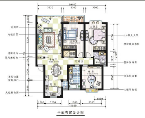 Coreldraw繪制彩色裝修平面圖_天極設計在線整理