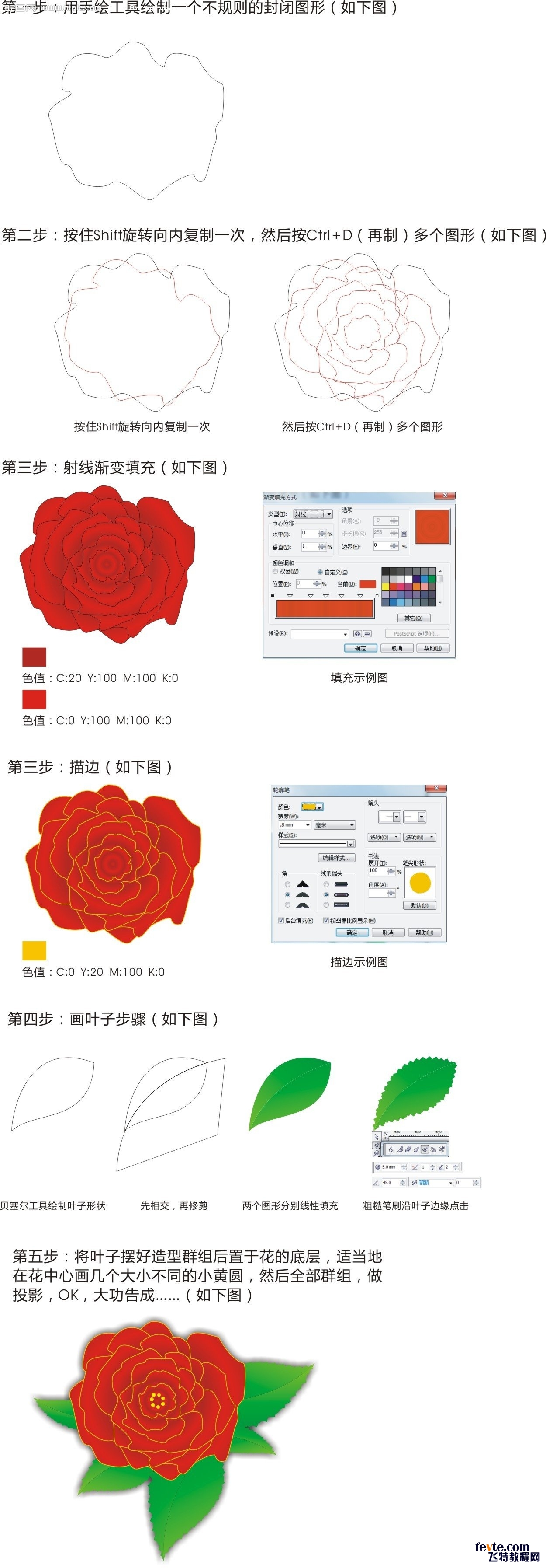 CDR繪制牡丹花技巧 三聯