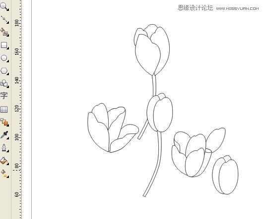 CorelDRAW繪制漂亮的花朵工筆畫效果,三聯