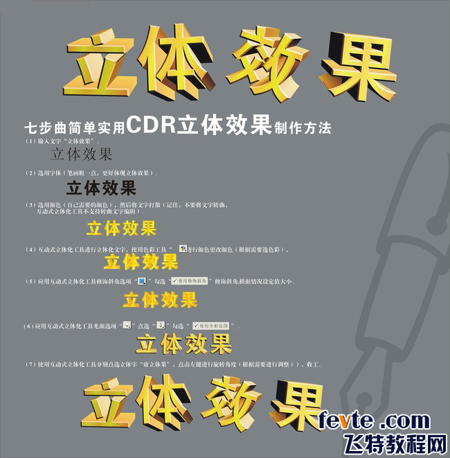 CDR快速制作立體效果文字  三聯教程