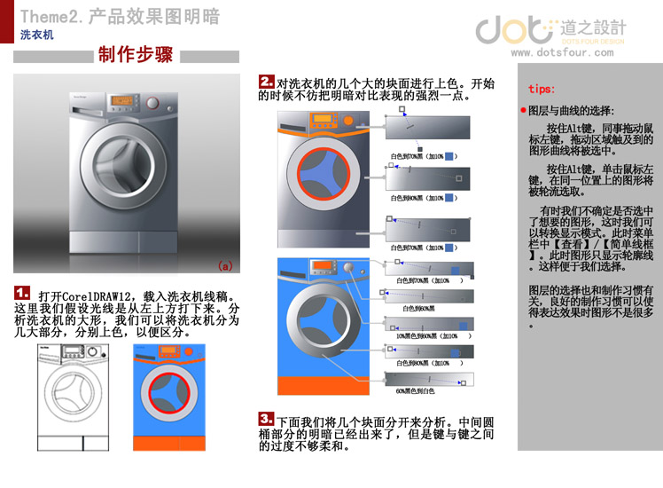 CDR繪制洗衣機教程 三聯教程