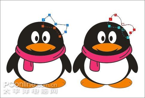 Coreldraw繪制可愛的情侶QQ企鵝