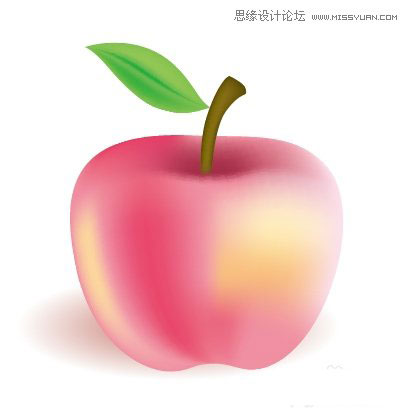 Illustrator網格工具繪制帶有綠葉子的紅蘋果教程   三聯