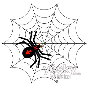 萬聖節用Illustrator繪蜘蛛網和蜘蛛  三聯