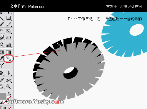 AI描邊工具巧應用：齒輪制作