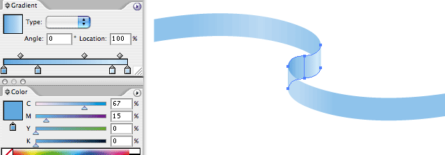 Step 6 - giving the ribbon segments a gradient fill