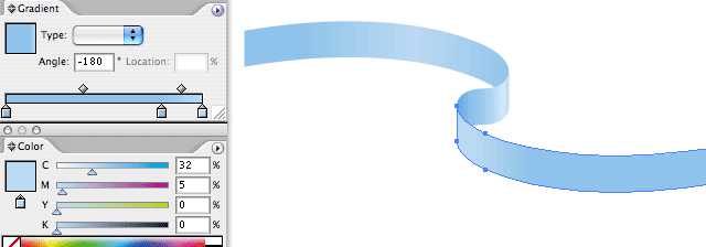 Step 6 - giving the ribbon segments a gradient fill