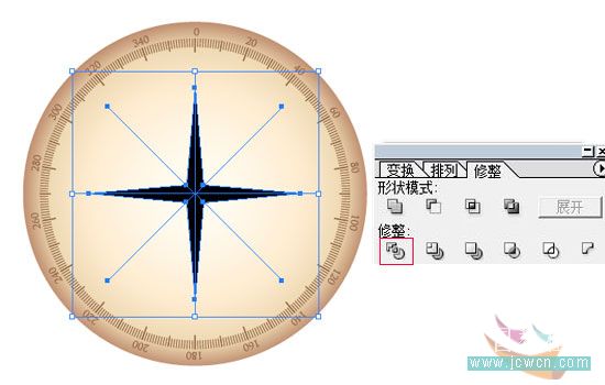 Illustrator鼠繪教程：簡單繪制金色指南針_中國教程網