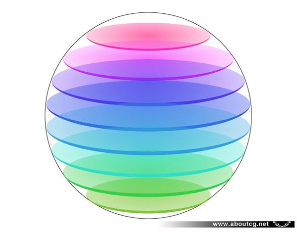 AI制作標志設計用的彩色切片球 三聯10b