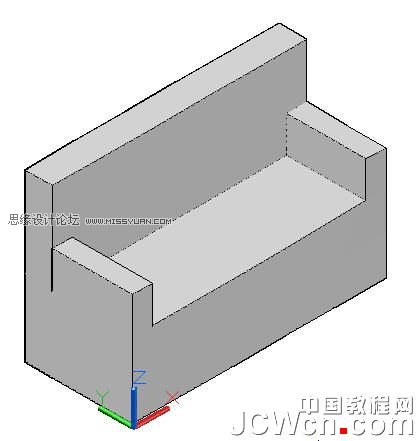 AutoCAD教程：運用長方體網格拉伸制作雙人和多人沙發,三聯