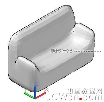 AutoCAD教程：運用長方體網格拉伸制作雙人和多人沙發,三聯