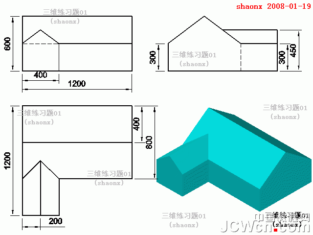 AutoCAD三維建模 01—拉升、倒角、並集 三聯