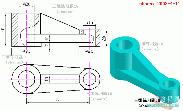 AutoCAD拉升、移動、倒角三維建模命令介紹 三聯教程網 AutoCAD教程