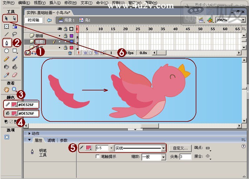 Flash教程：制作卡通風格的飛舞小鳥,PS教程,思緣教程網