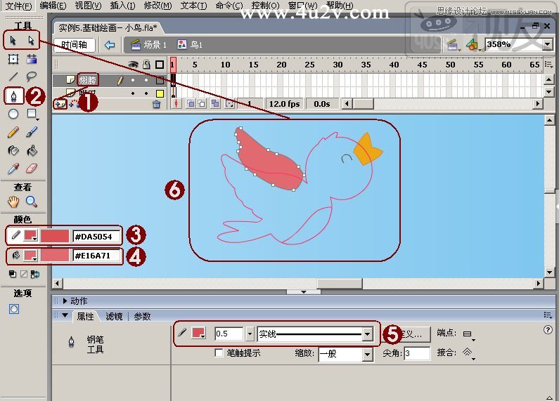 Flash教程：制作卡通風格的飛舞小鳥,PS教程,思緣教程網