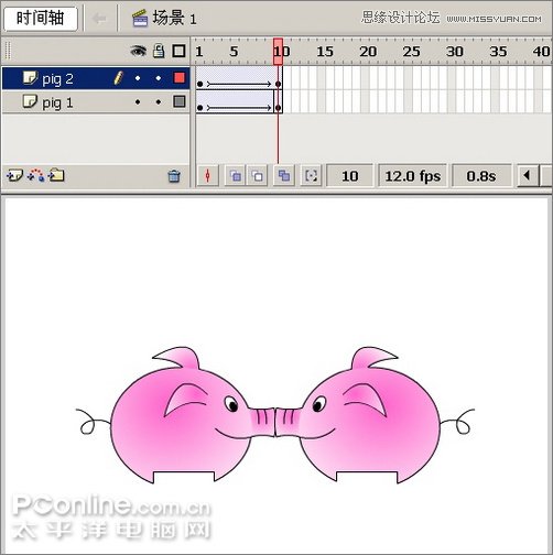 Flash制作有趣的親嘴豬動畫教程,PS教程,思緣教程網