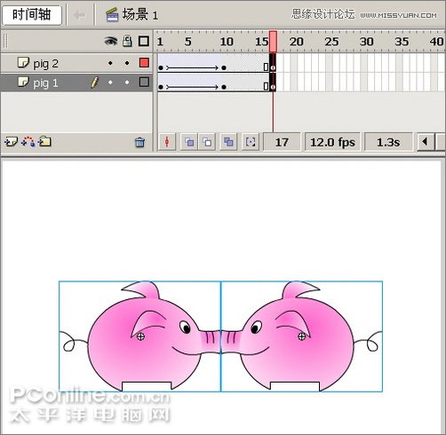 Flash制作有趣的親嘴豬動畫教程,PS教程,思緣教程網