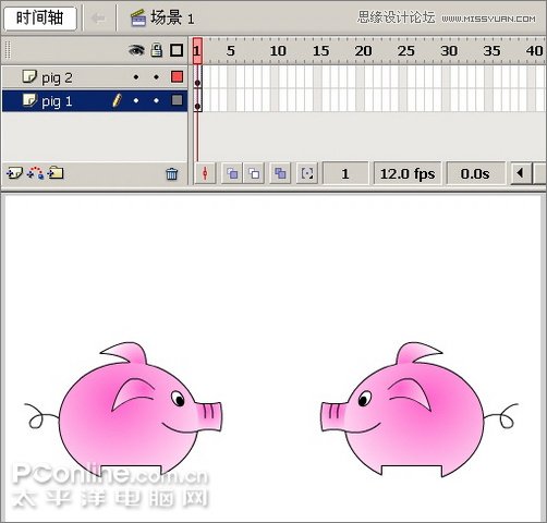 Flash制作有趣的親嘴豬動畫教程,PS教程,思緣教程網